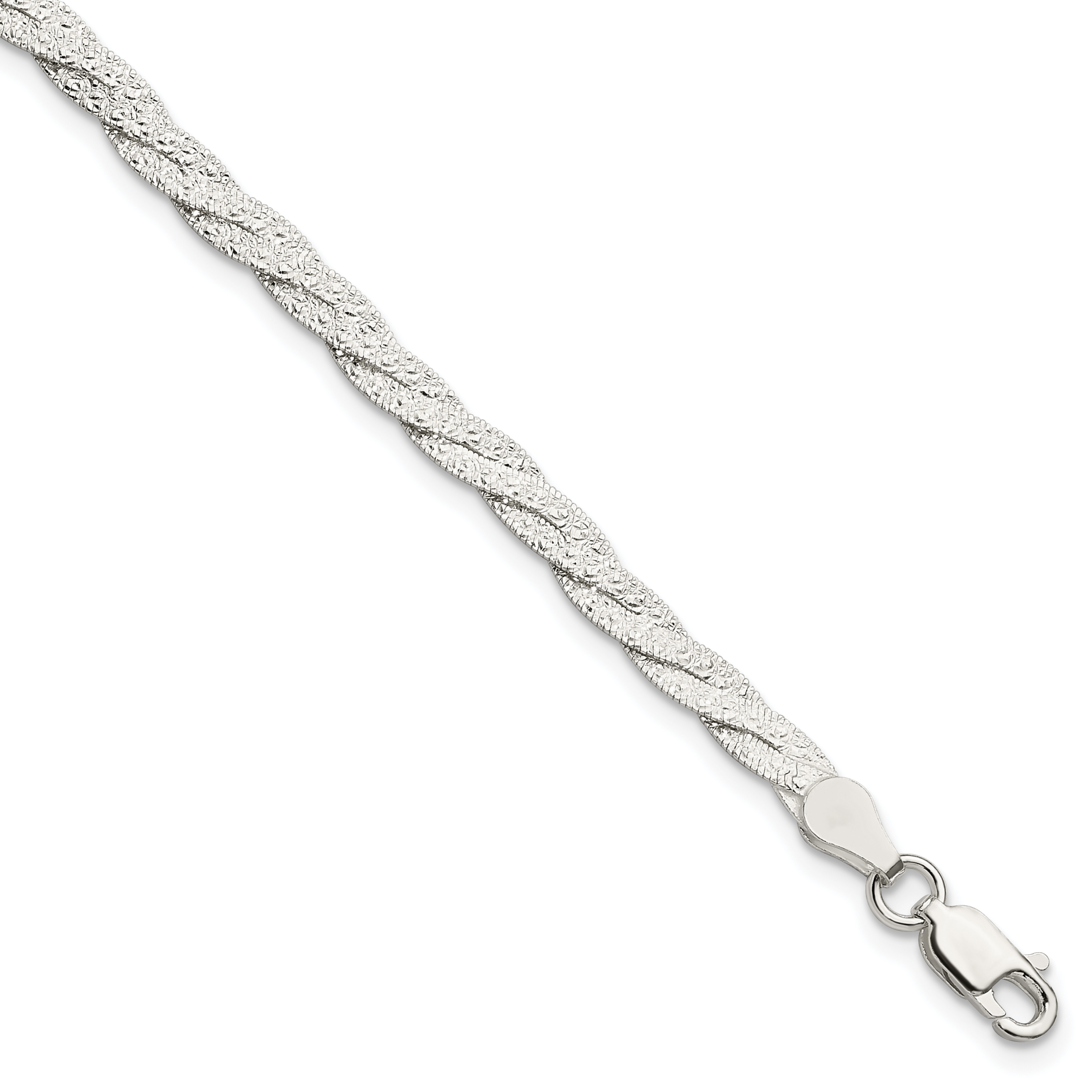 Sterling Silver Fancy Textured Reversible Braided Bracelet (QH4926-7.5)