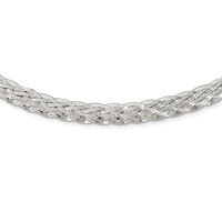 Sterling Silver Polished 6.75mm Fancy Braided Chain Necklace, 18" view 1