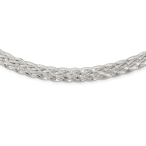 Sterling Silver Polished 6.75mm Fancy Braided Chain Necklace, 18"