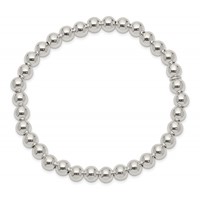 Sterling Silver Polished Beaded Stretch Bracelet view 2