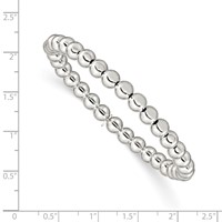 Sterling Silver Polished Beaded Stretch Bracelet view 3