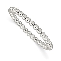 Sterling Silver Polished Beaded Stretch Bracelet view 1