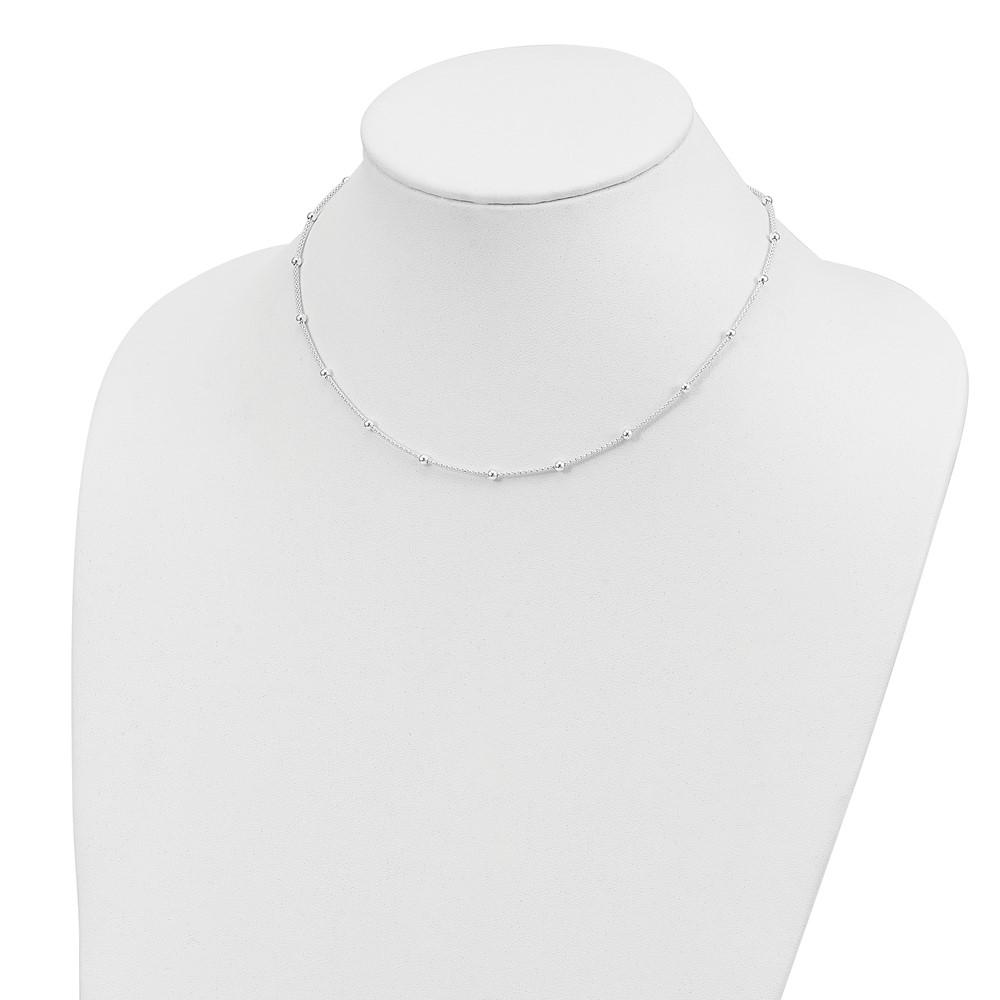 Sterling Silver Polished Beaded Necklace (QH4954-16)