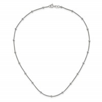 Sterling Silver Polished 3mm Beaded Station Necklace, 16" view 5