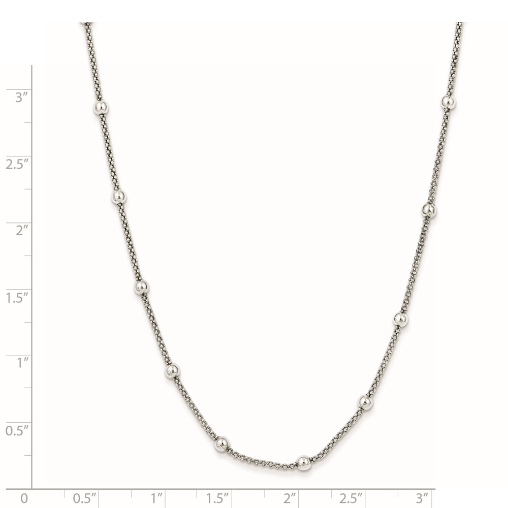 Sterling Silver Polished Beaded Necklace (QH4954-16)