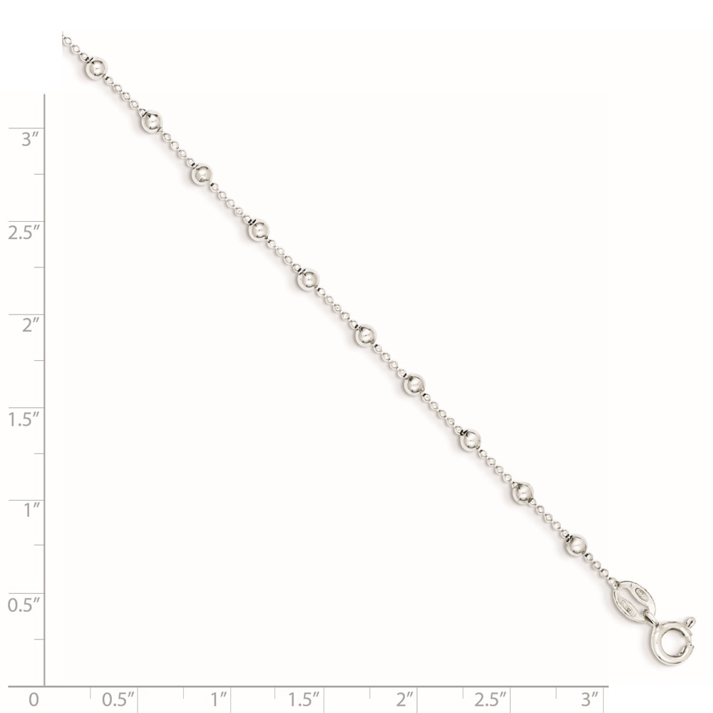 Sterling Silver Polished Beaded 6 Inch with 1 in Ext Bracelet (QH4958-7)