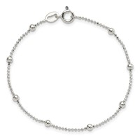 Sterling Silver Polished Beaded 7 Inch Bracelet view 2