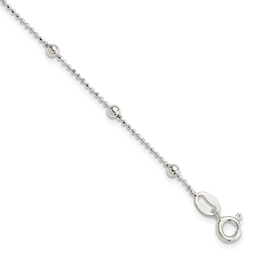 Sterling Silver Polished Beaded Bracelet, 7"