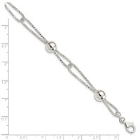 Sterling Silver Fancy Double Strand Beaded Bracelet, 7.75" view 4
