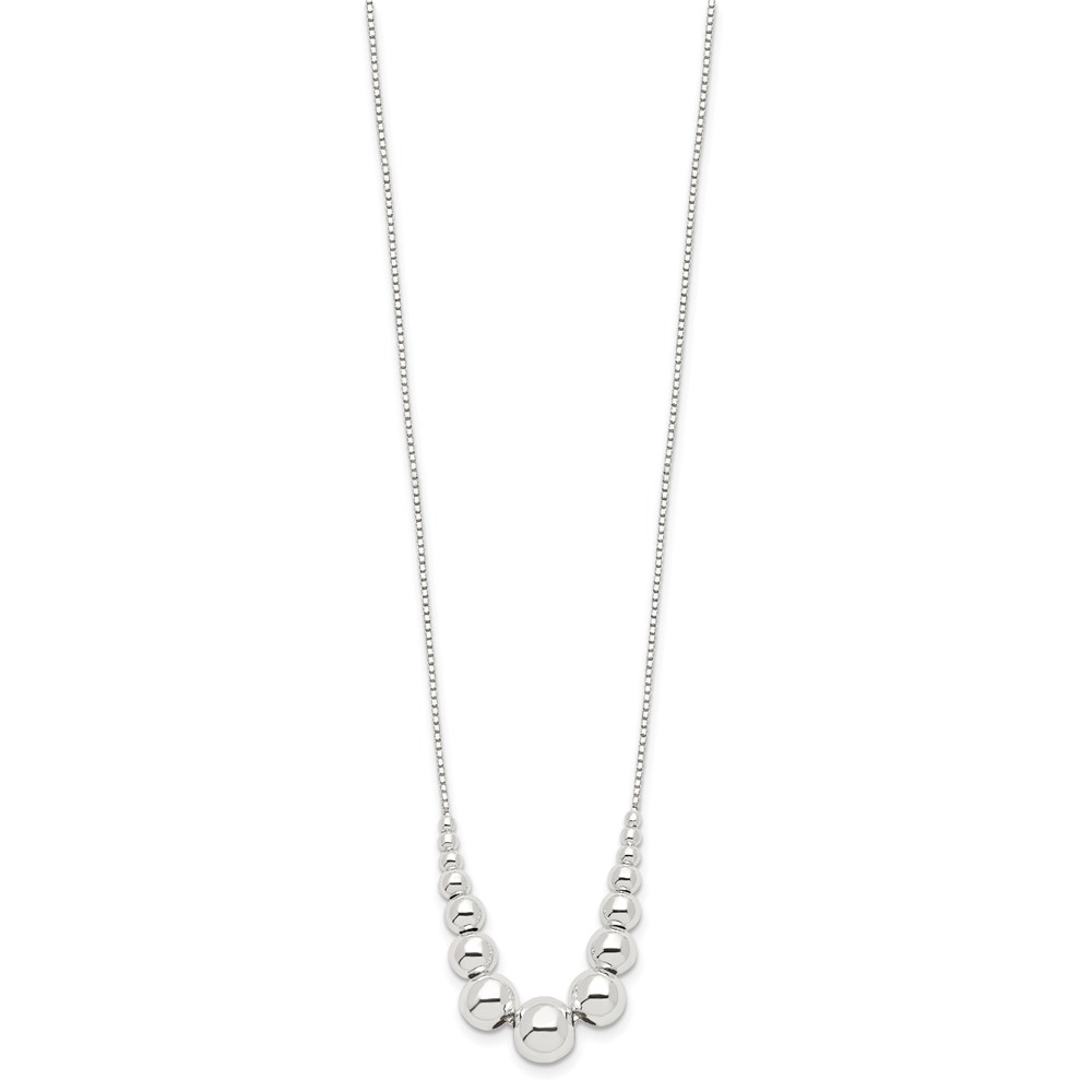 Sterling Silver Graduated Beads Necklace (QH4965-18)