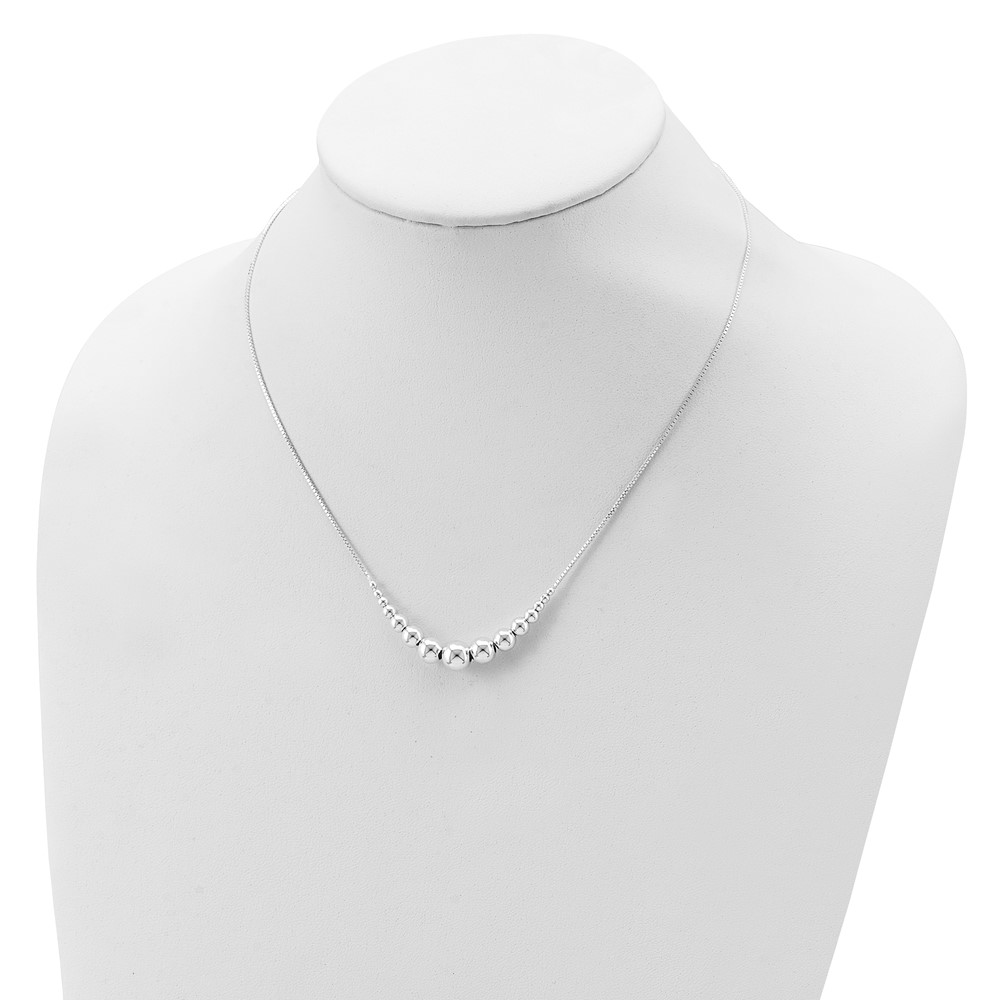 Sterling Silver Graduated Beads Necklace (QH4965-18)