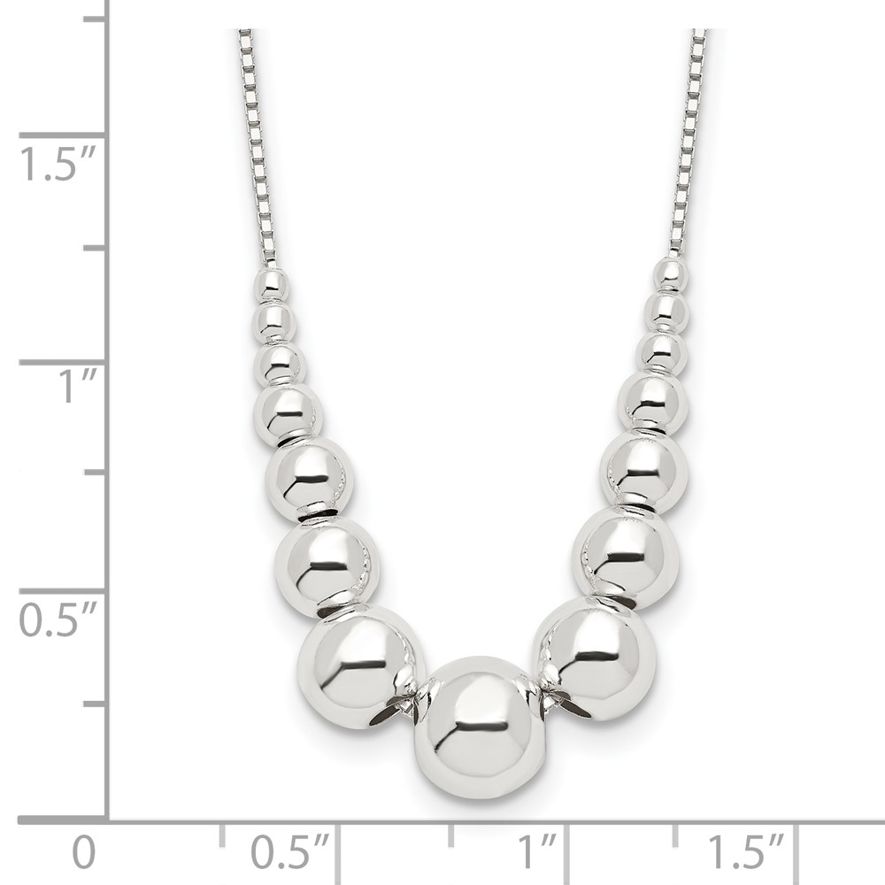 Sterling Silver Graduated Beads Necklace (QH4965-18)