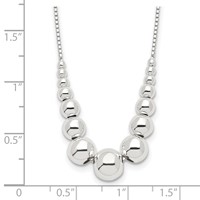 Sterling Silver Polished Graduated Beads Necklace, 18" view 4