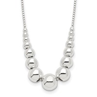 Sterling Silver Polished Graduated Beads Necklace, 18" view 1