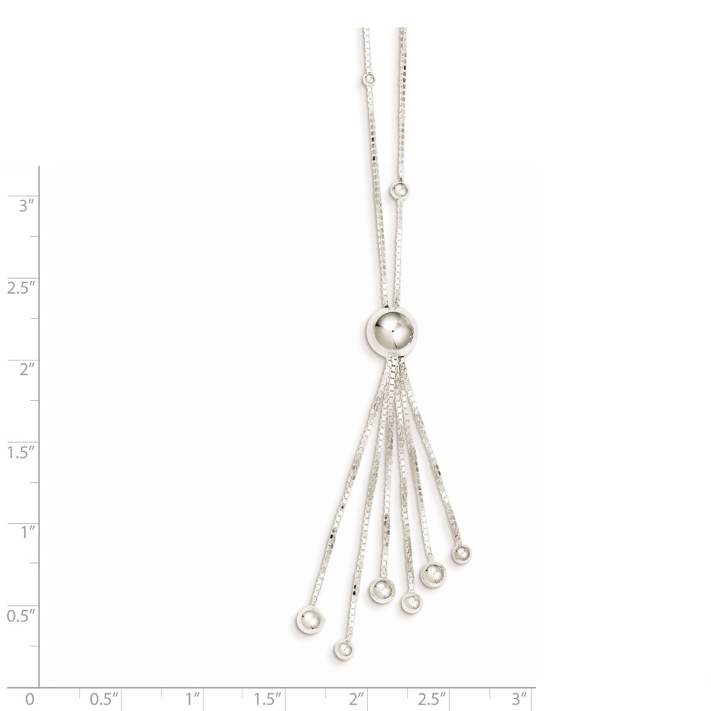 Sterling Silver Polished Beaded Tassel Necklace (QH4967-18)