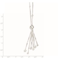 Sterling Silver Polished Beaded Multi-chain Tassel Lariat Necklace, 18" view 3