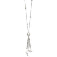 Sterling Silver Polished Beaded Multi-chain Tassel Lariat Necklace, 18" view 2