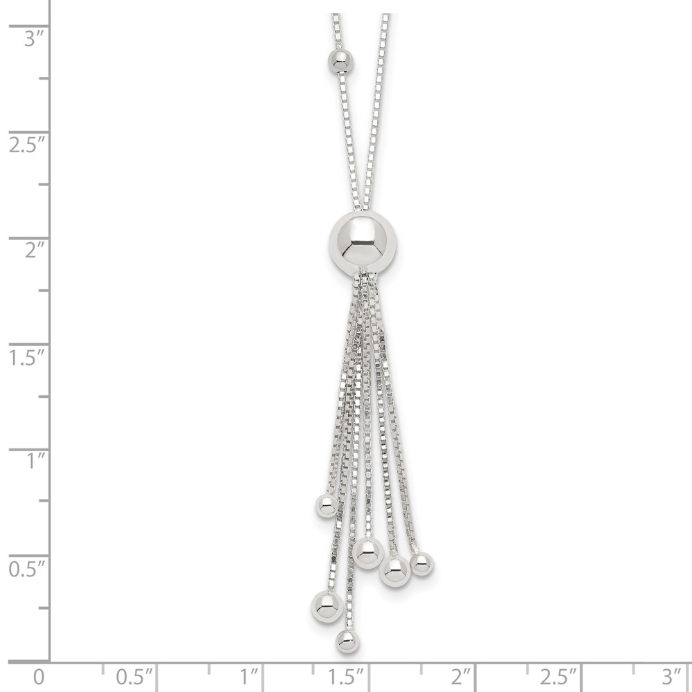 Sterling Silver Polished Beaded Tassel Necklace (QH4967-18)