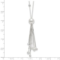 Sterling Silver Polished Beaded Multi-chain Tassel Lariat Necklace, 18" view 5
