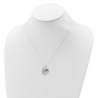 Sterling Silver Polished Filigree Swirl Heart Necklace, 18" view 4