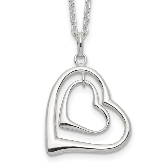 Sterling Silver Double Heart Necklace