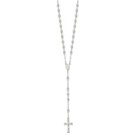 Sterling Silver Polished Beaded Rosary, 26" view 2