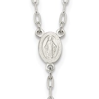 Sterling Silver Polished Beaded Rosary, 26" view 3