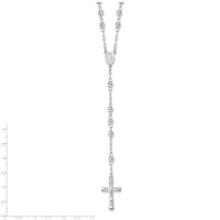 Sterling Silver Polished Beaded Rosary, 26" view 4