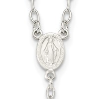 Sterling Silver Rose and Yellow Gold-plated Polished Mirror Beaded Rosary - 26in view 3