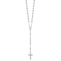 Sterling Silver Polished Mirror Beaded Rosary, 26" view 2