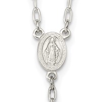 Sterling Silver Polished Mirror Beaded Rosary, 26" view 3