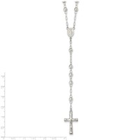 Sterling Silver Polished Mirror Beaded Rosary, 26" view 4