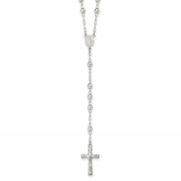 Sterling Silver Polished Mirror Beaded Rosary, 26" view 1