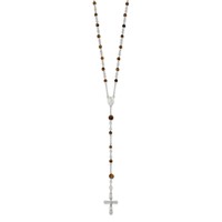 Sterling Silver Polished Tiger Eye Beaded Rosary, 33" view 2
