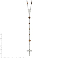 Sterling Silver Polished Tiger Eye Beaded Rosary, 33" view 4