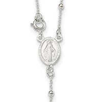 Sterling Silver Polished Beaded 18 Inch Rosary Necklace view 3