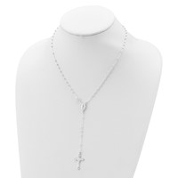 Sterling Silver Polished Beaded 18 Inch Rosary Necklace view 4