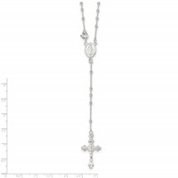 Sterling Silver Polished Beaded 18 Inch Rosary Necklace view 2