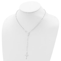 Sterling Silver Polished Bead Rosary Necklace, 16" view 4