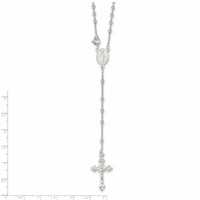 Sterling Silver Polished Bead Rosary Necklace, 16" view 2