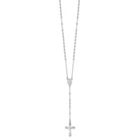 Sterling Silver Polished Crucifix Rosary Necklace, 18" view 2