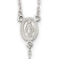 Sterling Silver Polished Crucifix Rosary Necklace, 18" view 3