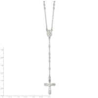 Sterling Silver Polished Crucifix Rosary Necklace, 18" view 4