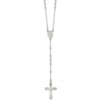 Sterling Silver Polished Crucifix Rosary Necklace, 18" view 1