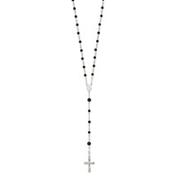 Sterling Silver Polished Black Onyx Beaded Rosary Necklace, 33" view 2