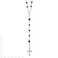 Sterling Silver Polished Black Onyx Beaded Rosary Necklace, 33" view 3