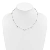 Sterling Silver Rhodium-plated 5-6mm White Near-Round Freshwater Cultured Pearl 9-Station Necklace, 18" view 3