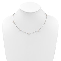 Sterling Silver Rhodium-plated 4-5mm White Near-Round Freshwater Cultured Pearl 9-Station Necklace, 18" view 3