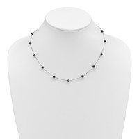 Sterling Silver Rhodium-plated 4-5mm Black Semi-Round Freshwater Cultured Pearl 14-Station Necklace, 18" view 3