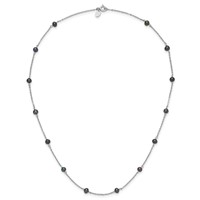 Sterling Silver Rhodium-plated 4-5mm Black Semi-Round Freshwater Cultured Pearl 14-Station Necklace, 18" view 4